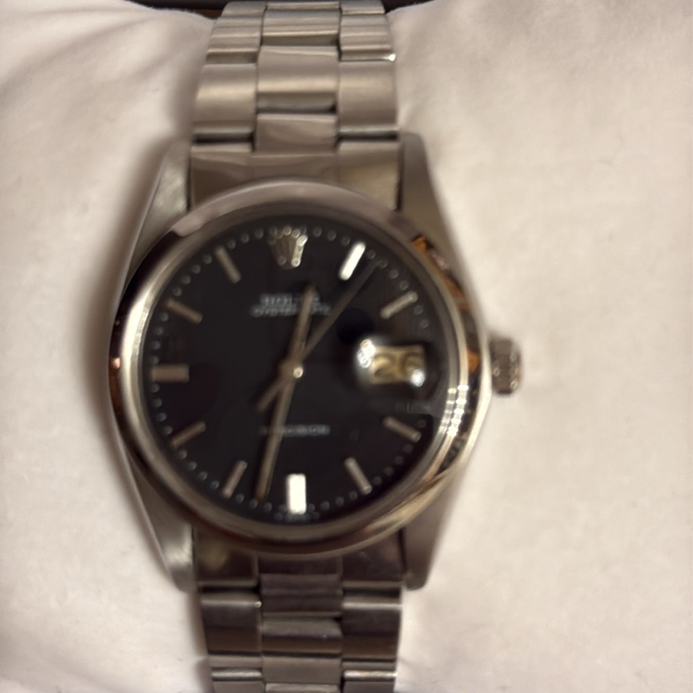 Rolex Oysterdate Black Dial Silver Case Watch - Picture 2 of 16